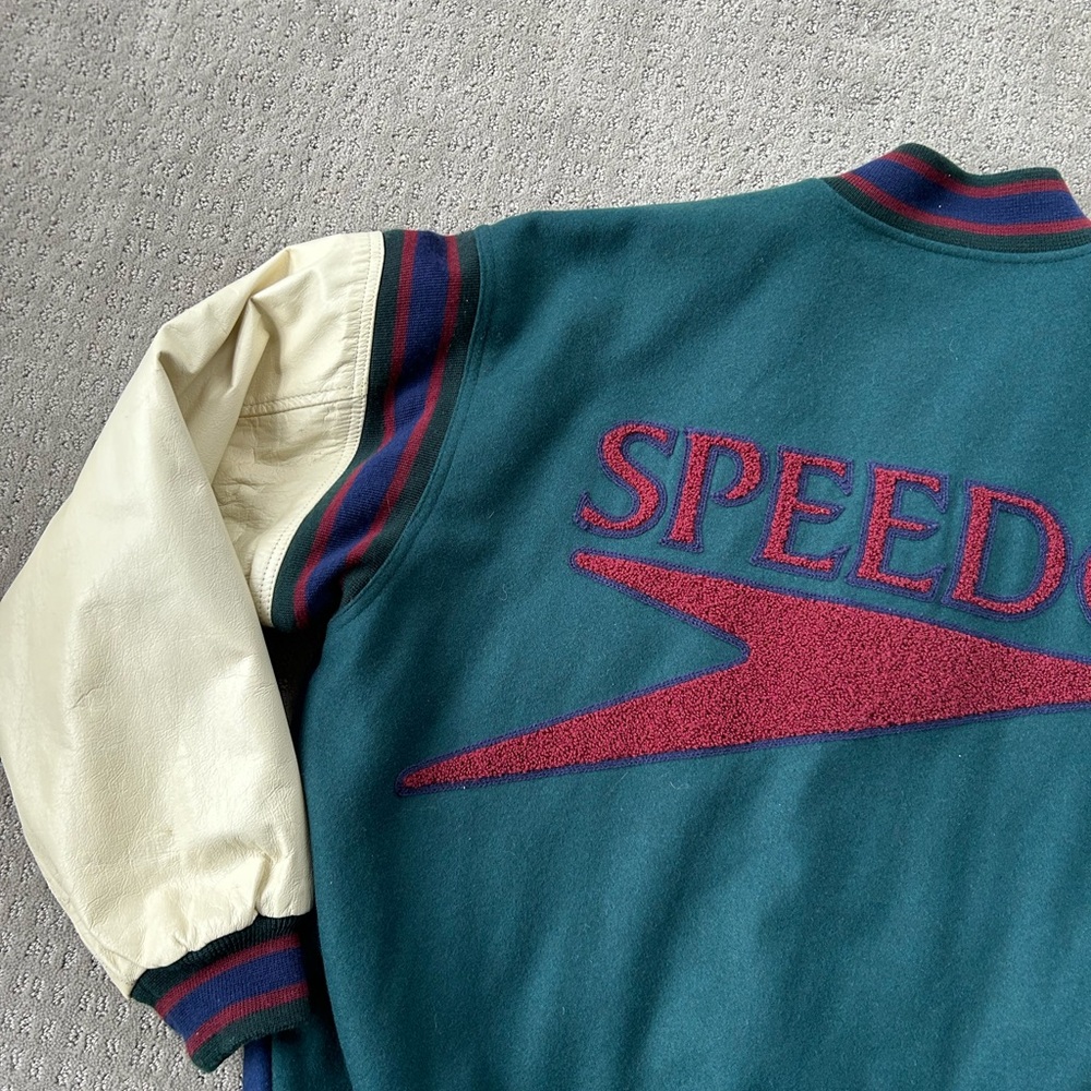 Vintage 90s Speedo varsity letterman bomber coat men’s large - Picture 8 of 10